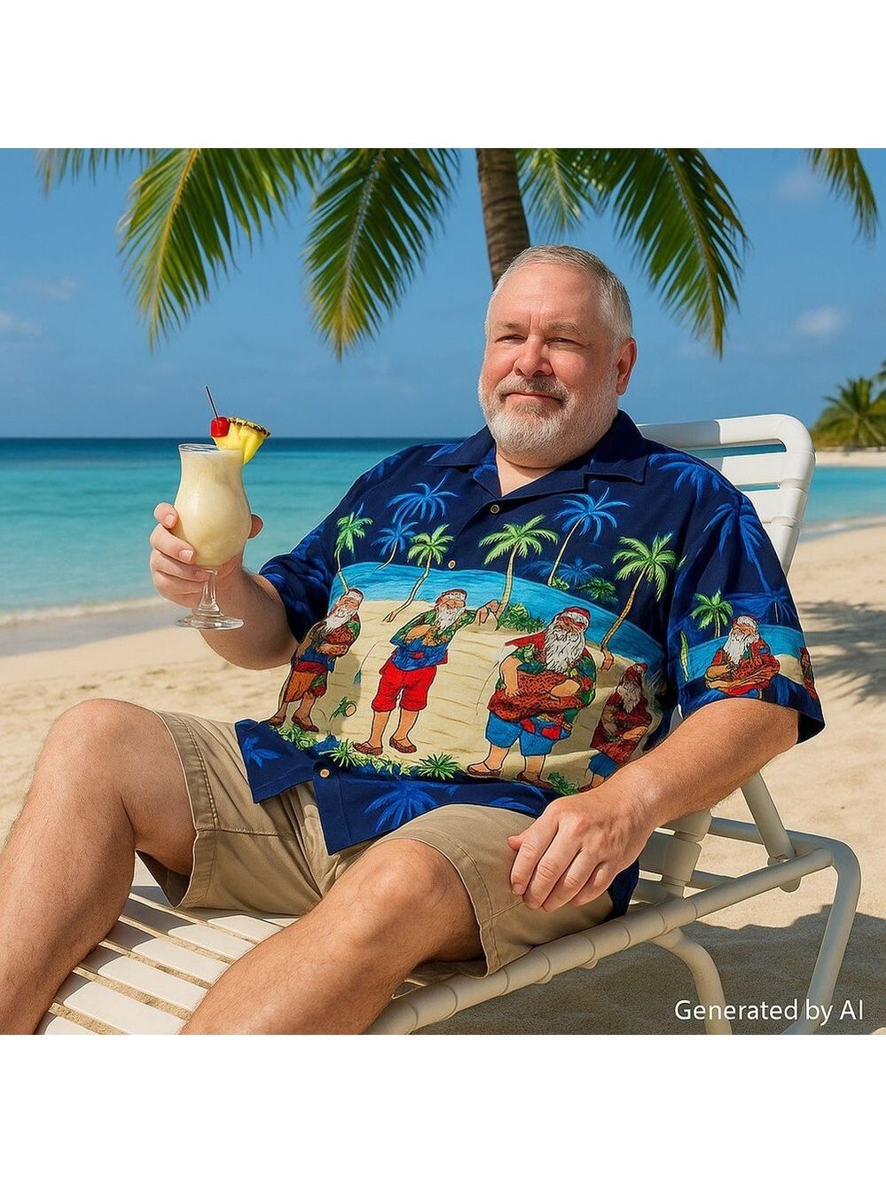Tropical Santa Rima Beach Shirt 3XL – Holiday Resort Christmas Aloha